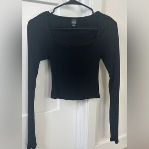Wild Fable Black Ribbed Long Sleeve Top